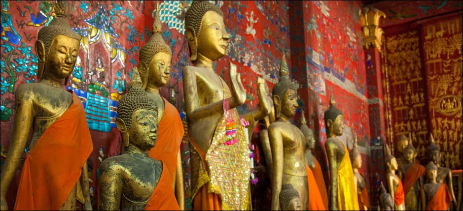 Buddha statues at Wat Xieng Thong Luang Prabang Laos